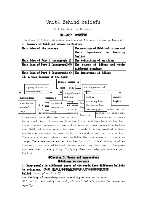 高中英语Unit4 Behind beliefsTeaching Resources牛津版