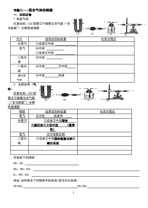 专题八-----混合气体的检验