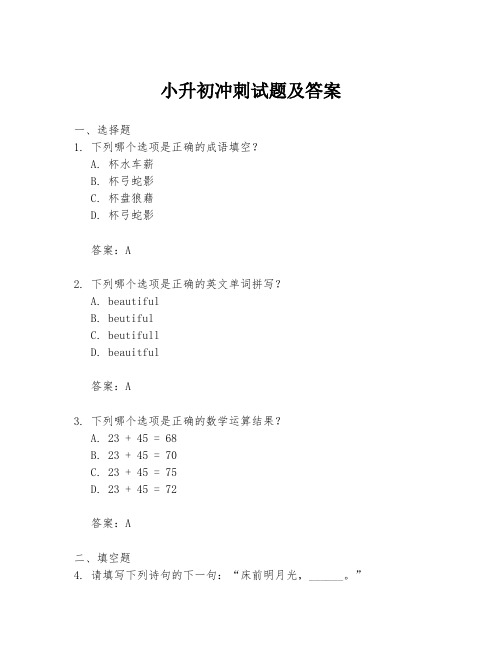 小升初冲刺试题及答案