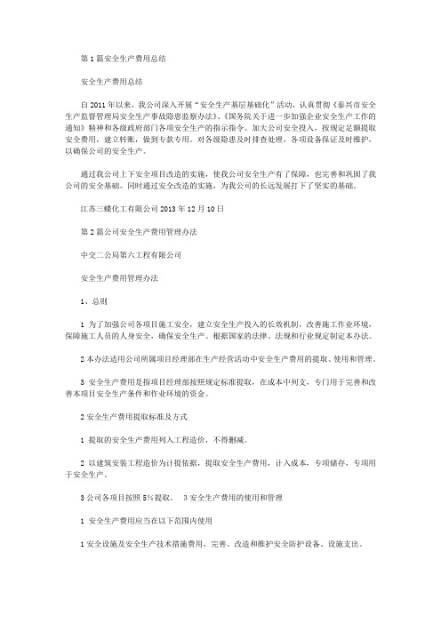 公司安全生产费用总结(共7篇汇总)