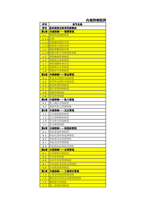 财政预算内控矩阵模版