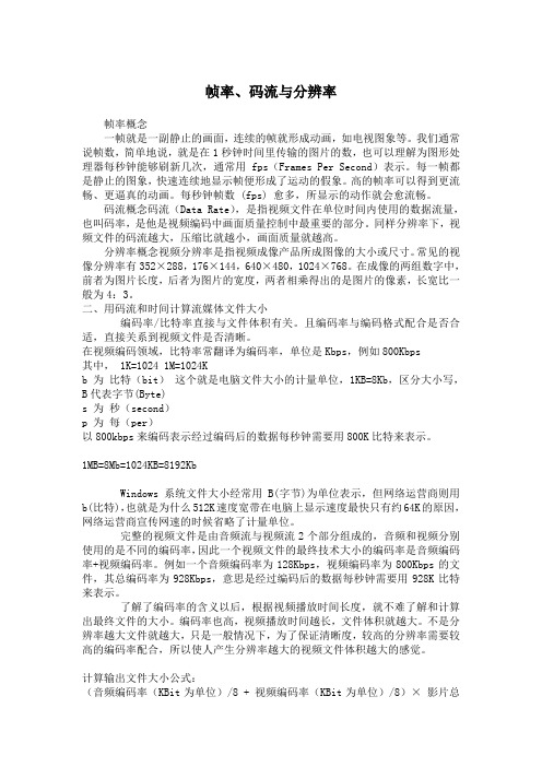 帧率,码流,分辨率的区别