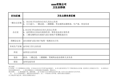 办公室、会议室卫生值日表