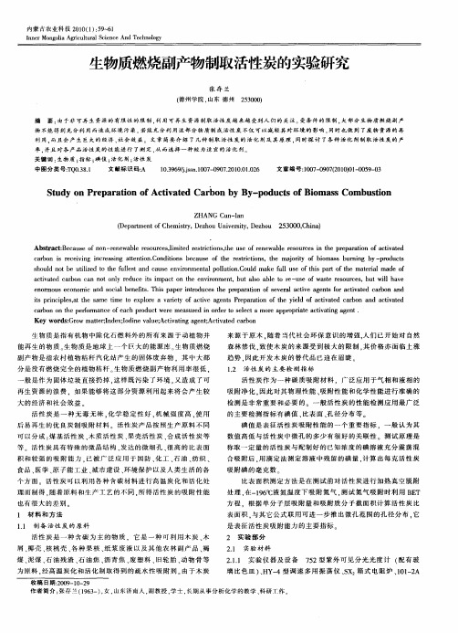 生物质燃烧副产物制取活性炭的实验研究