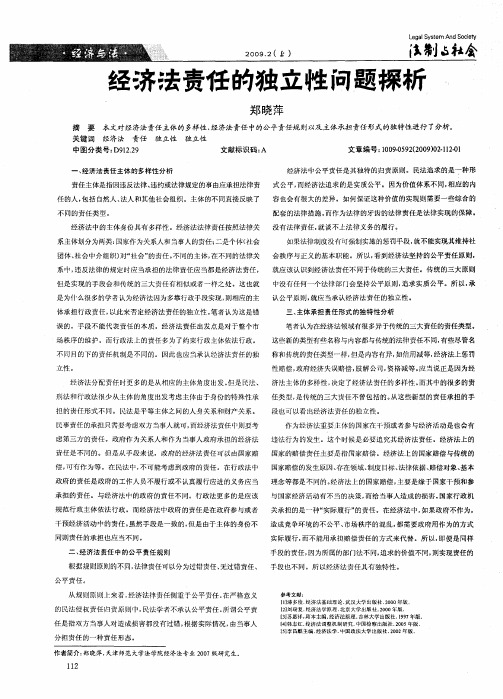 经济法责任的独立性问题探析