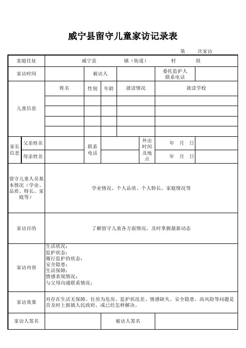 威宁县留守儿童家访记录表