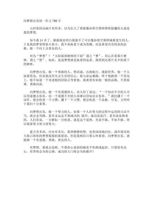 向梦想出发初一作文700字