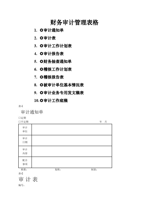 公司财务审计管理表格(10个表格)