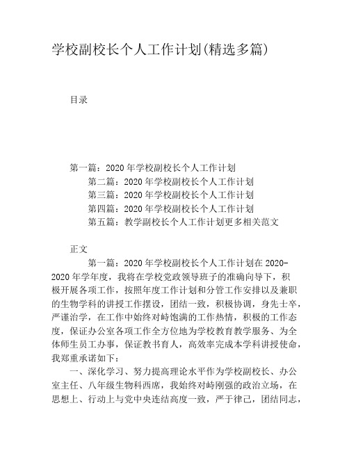 学校副校长个人工作计划(精选多篇)