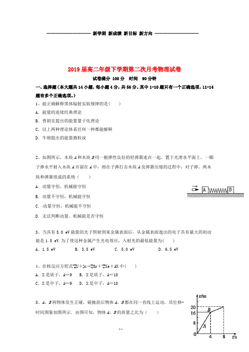 高二物理下学期第二次月考试题(新版)新人教版