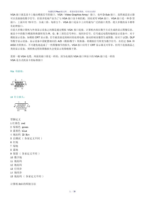 VGA信号线接线图详解及不同接口介绍