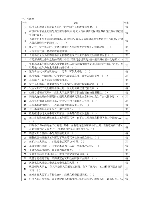 瓦斯防治专项培训题库