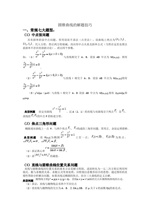 圆锥曲线解题技巧和方法综合(全)