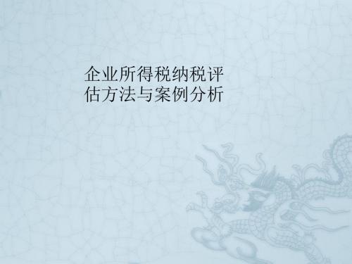 企业所得税纳税评估方法与案例分析