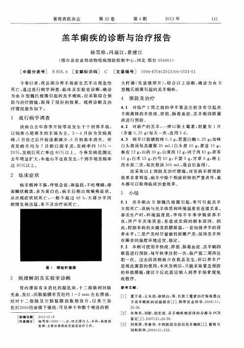 羔羊痢疾的诊断与治疗报告