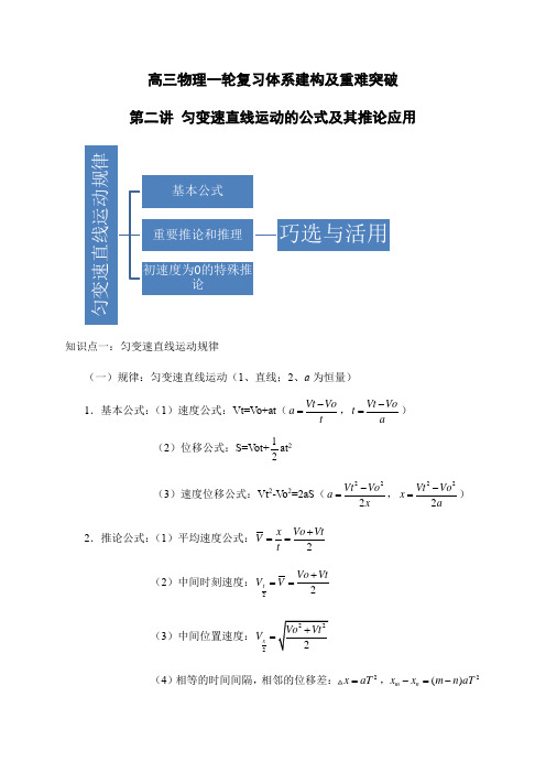 第2讲 匀变速直线运动的公式及推论