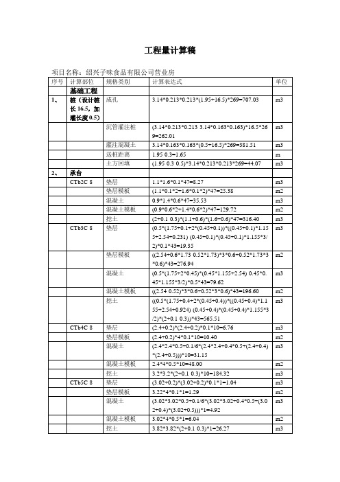 工程量计算稿