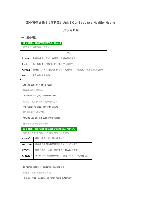 外研版高一英语必修二全书知识点总结