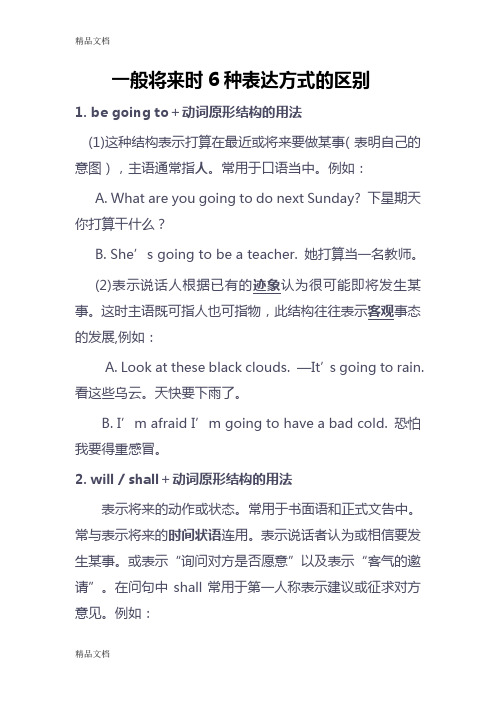 将来时6种表达方式的区别演示教学