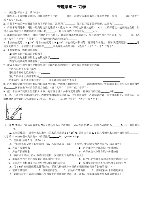 专题训练一 力学
