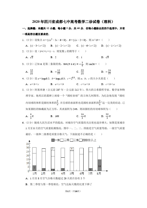 2020年四川省成都七中高考数学二诊试卷(理科)