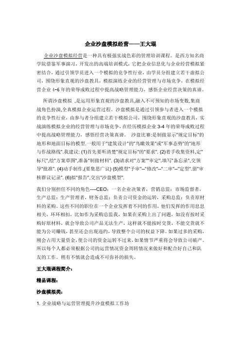 企业沙盘模拟经营——王大琨