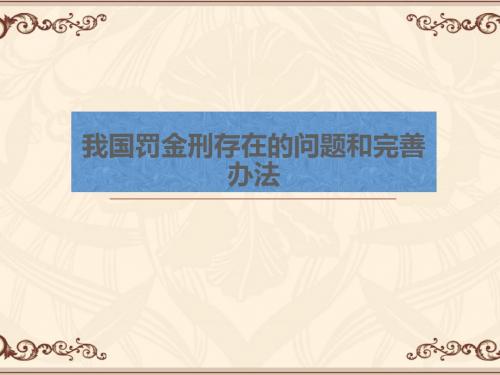 我国罚金刑存在的问题和完善办法