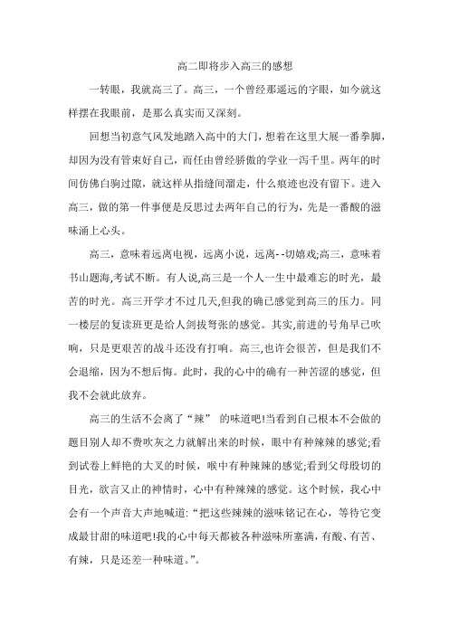 高二即将步入高三的感想作文