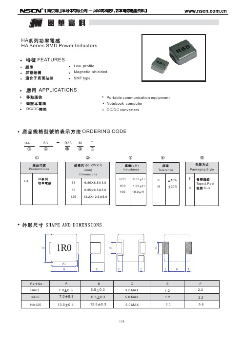 HA系列贴片功率电感规格书