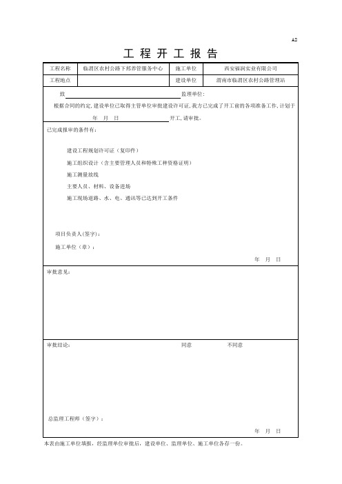 2021-2022年市政工程工程开工报告