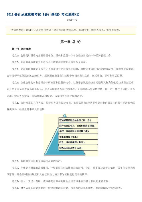 2011会计从业资格考试《会计基础》考点总结(1)