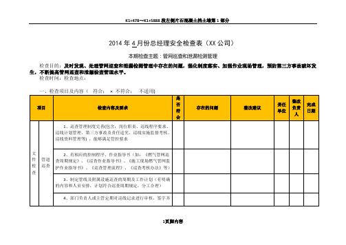 总经理安全检查表(4月份)