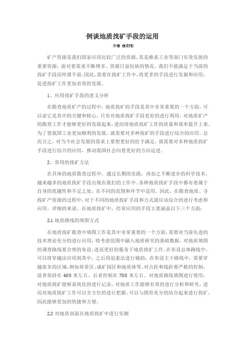 例谈地质找矿手段的运用