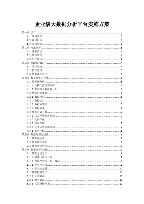 企业级大数据分析平台实施方案