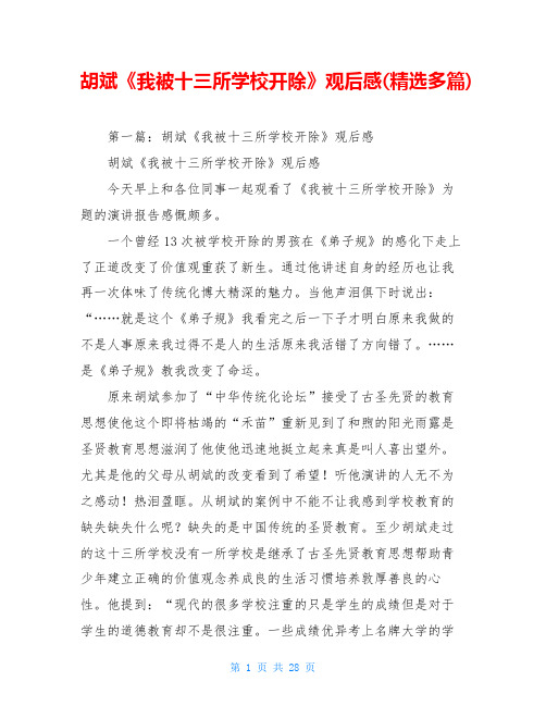 胡斌《我被十三所学校开除》观后感(精选多篇)