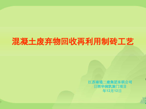 混凝土废弃物回收再利用制砖工艺