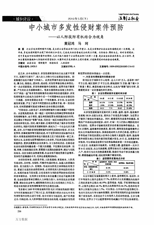 中小城市多发性侵财案件预防——以人防技防有机结合为视角