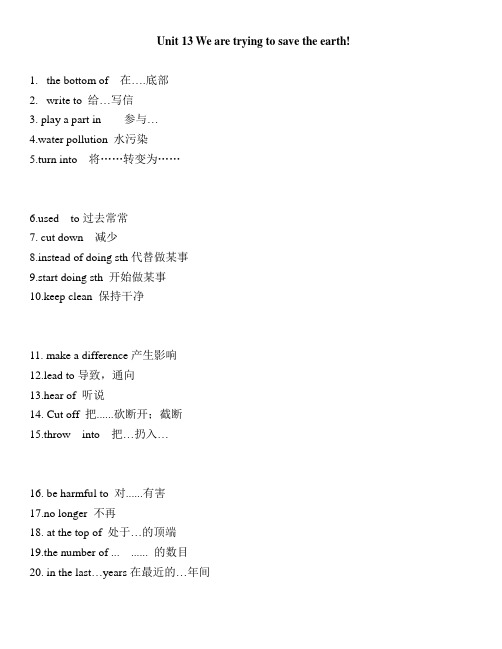 九年级unit13重点短语