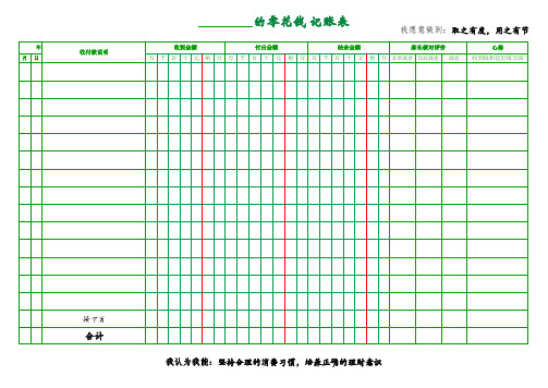 儿童零花钱日记账模板