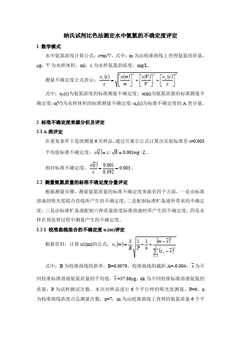 氨氮不确定度