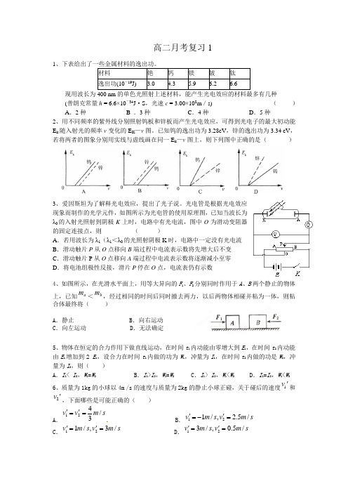 动量守恒、光电效应