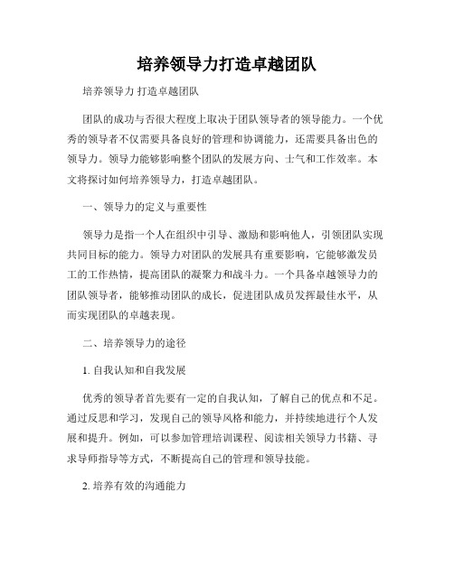 培养领导力打造卓越团队
