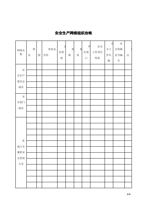 公司安全生产12个台帐范本