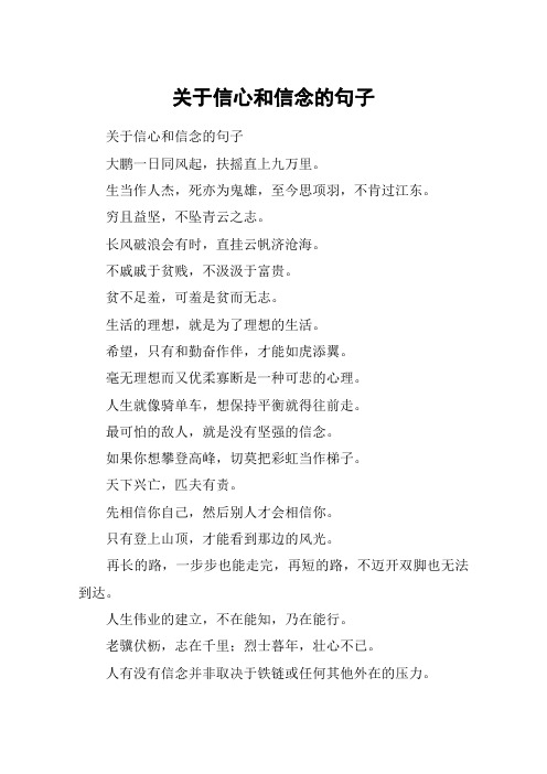 关于信心和信念的句子