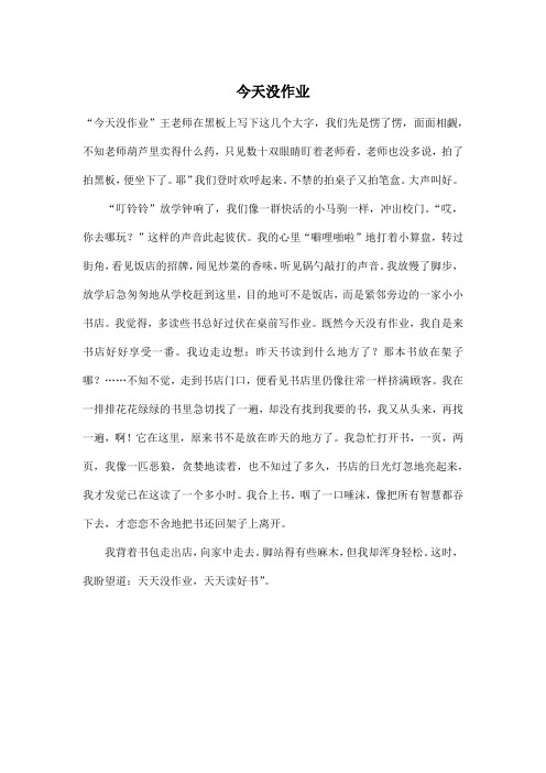 今天没作业_小学六年级作文500字