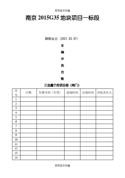 车辆进出冲洗台账之欧阳家百创编