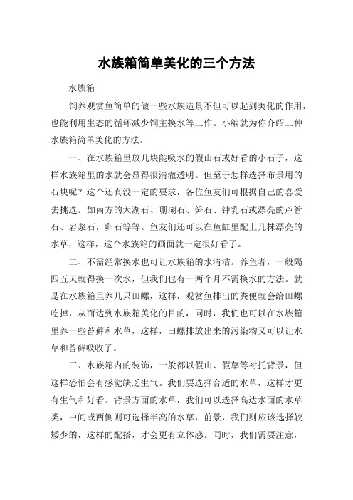 水族箱简单美化的三个方法