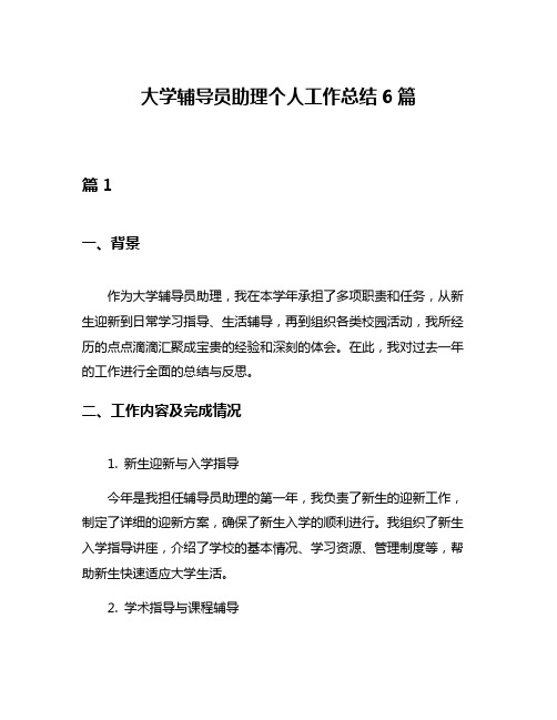 大学辅导员助理个人工作总结6篇