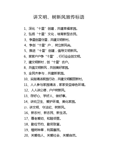 讲文明、树新风宣传标语(精选)