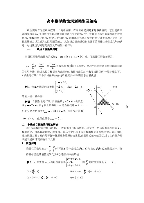 线性规划类型及策略